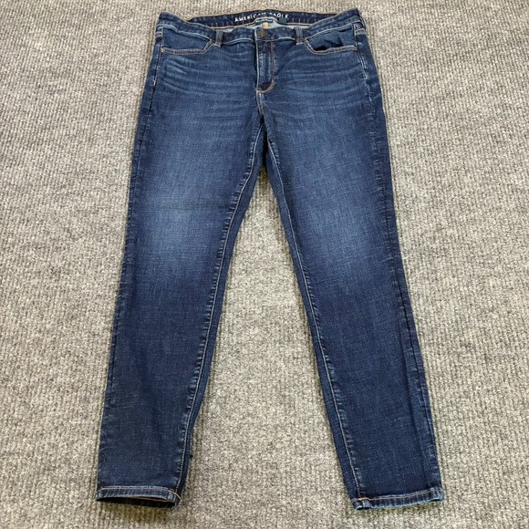 American Eagle Womens Skinny Jeans Size 16 Regular Blue Denim Next Level Stretch - Picture 1 of 10